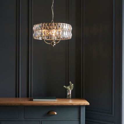 Endon 104466 - Lámpara colgante con cadena CLIFTON 3xE14/6W/230V cromo brillante/transparente diá. 38,5 cm