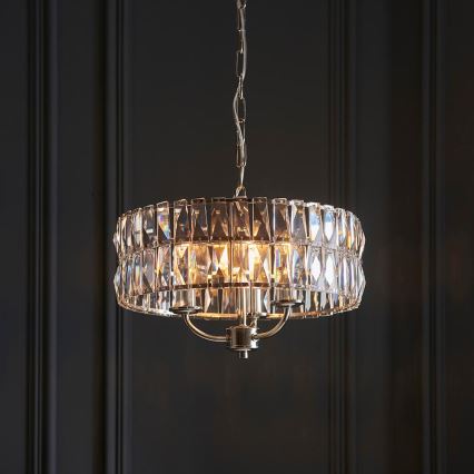 Endon 104466 - Lámpara colgante con cadena CLIFTON 3xE14/6W/230V cromo brillante/transparente diá. 38,5 cm