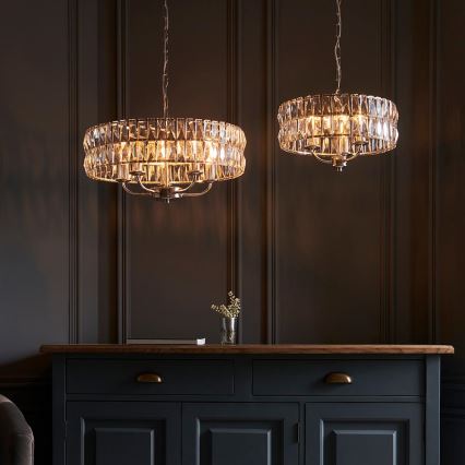 Endon 104466 - Lámpara colgante con cadena CLIFTON 3xE14/6W/230V cromo brillante/transparente diá. 38,5 cm
