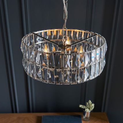 Endon 104466 - Lámpara colgante con cadena CLIFTON 3xE14/6W/230V cromo brillante/transparente diá. 38,5 cm