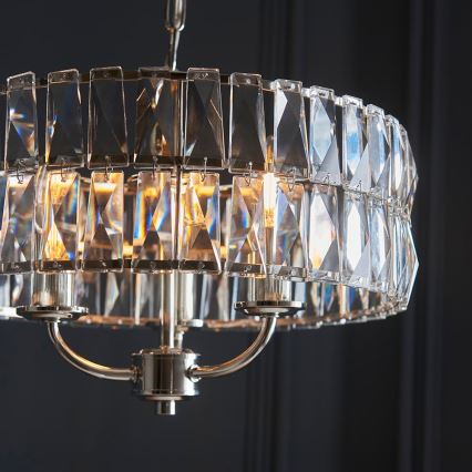 Endon 104466 - Lámpara colgante con cadena CLIFTON 3xE14/6W/230V cromo brillante/transparente diá. 38,5 cm