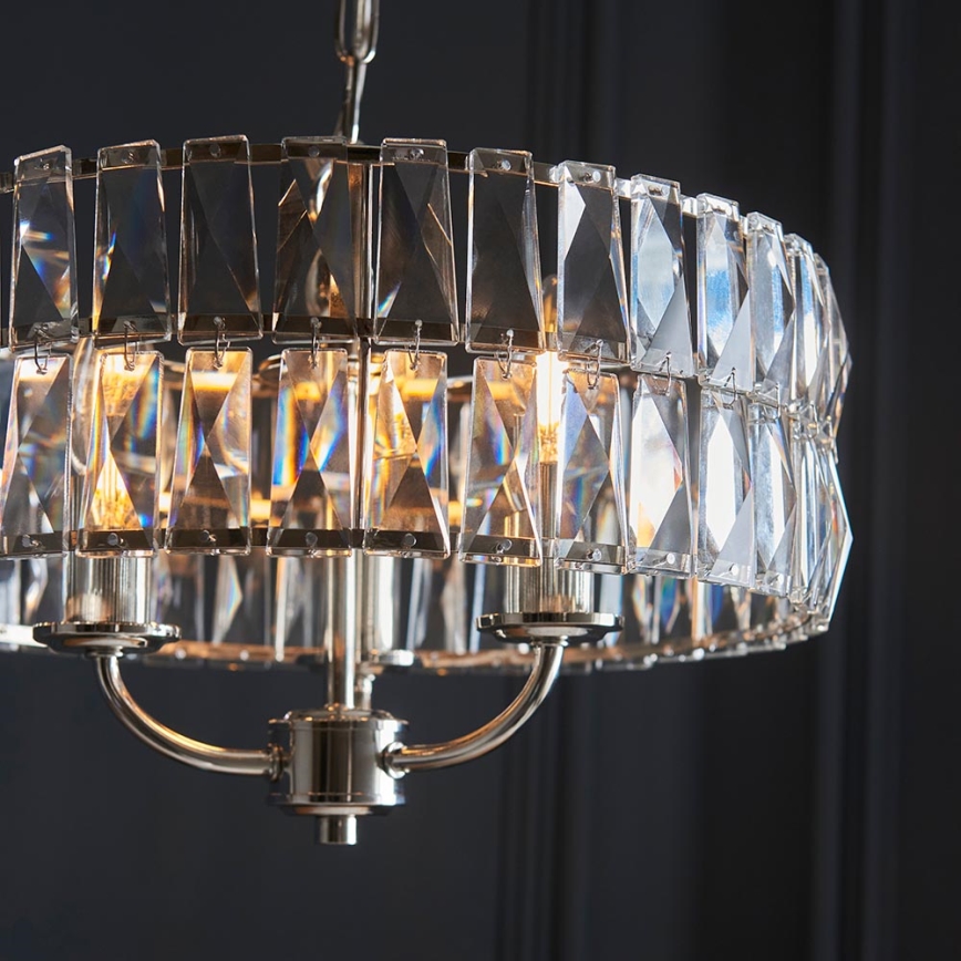 Endon 104466 - Lámpara colgante con cadena CLIFTON 3xE14/6W/230V cromo brillante/transparente diá. 38,5 cm