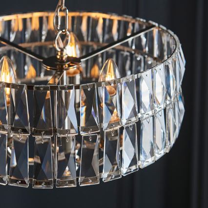 Endon 104466 - Lámpara colgante con cadena CLIFTON 3xE14/6W/230V cromo brillante/transparente diá. 38,5 cm