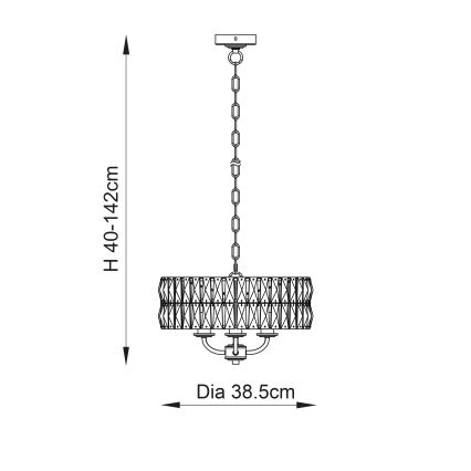 Endon 104466 - Lámpara colgante con cadena CLIFTON 3xE14/6W/230V cromo brillante/transparente diá. 38,5 cm