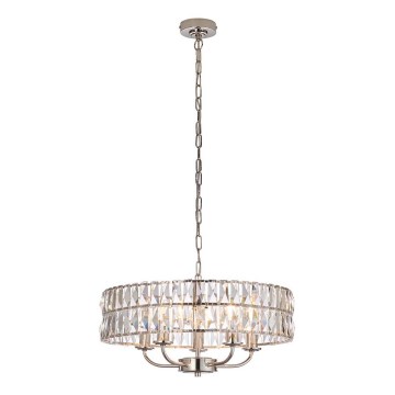 Endon 104467 - Lámpara colgante con cadena CLIFTON 5xE14/6W/230V cromo brillante/transparente