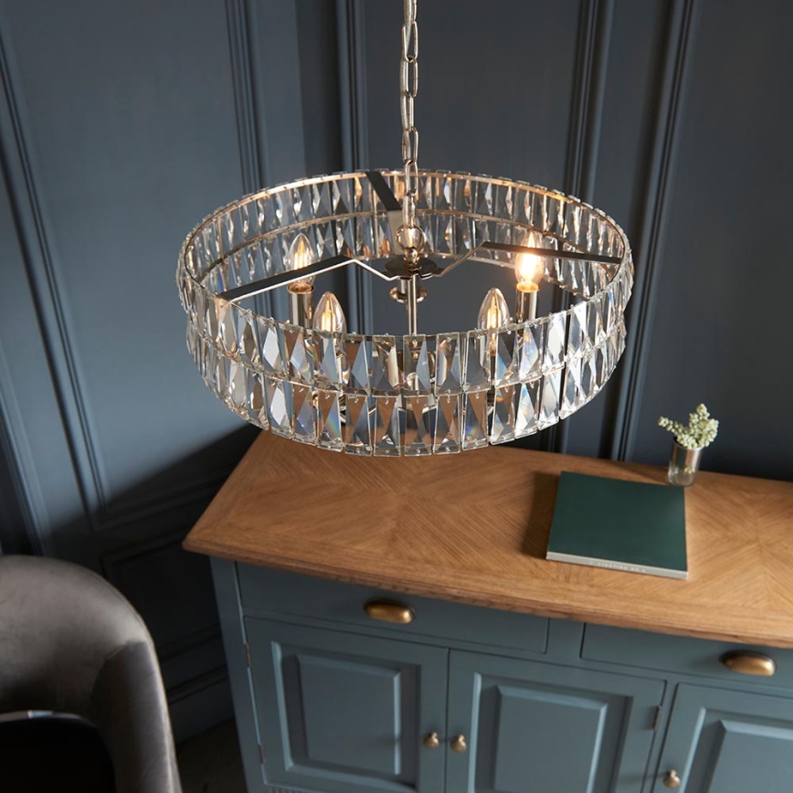 Endon 104467 - Lámpara colgante con cadena CLIFTON 5xE14/6W/230V cromo brillante/transparente diá. 50,5 cm