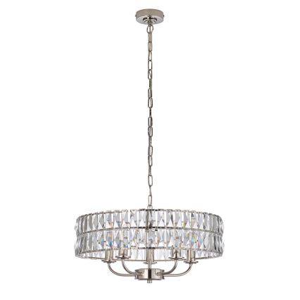 Endon 104467 - Lámpara colgante con cadena CLIFTON 5xE14/6W/230V cromo brillante/transparente diá. 50,5 cm