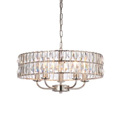 Endon 104467 - Lámpara colgante con cadena CLIFTON 5xE14/6W/230V cromo brillante/transparente diá. 50,5 cm