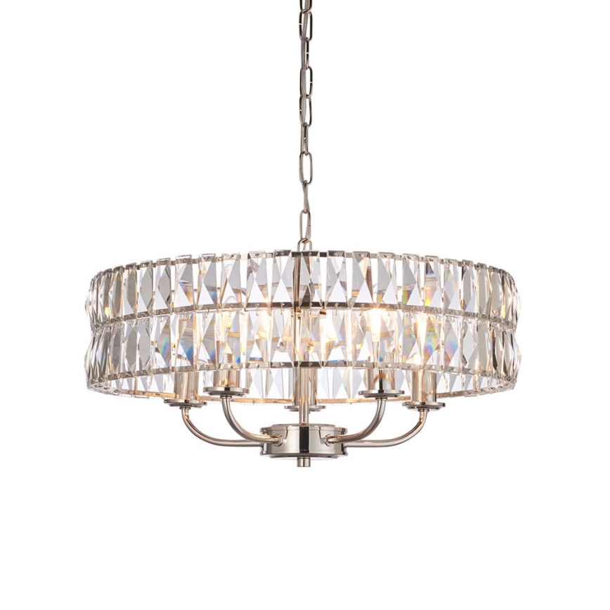 Endon 104467 - Lámpara colgante con cadena CLIFTON 5xE14/6W/230V cromo brillante/transparente diá. 50,5 cm