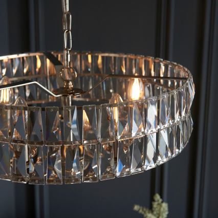 Endon 104467 - Lámpara colgante con cadena CLIFTON 5xE14/6W/230V cromo brillante/transparente diá. 50,5 cm
