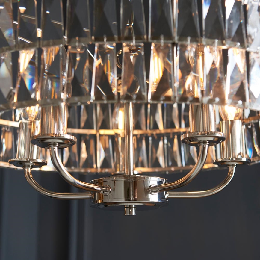 Endon 104467 - Lámpara colgante con cadena CLIFTON 5xE14/6W/230V cromo brillante/transparente diá. 50,5 cm
