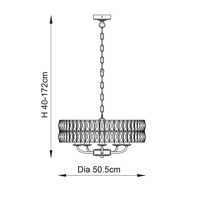 Endon 104467 - Lámpara colgante con cadena CLIFTON 5xE14/6W/230V cromo brillante/transparente diá. 50,5 cm