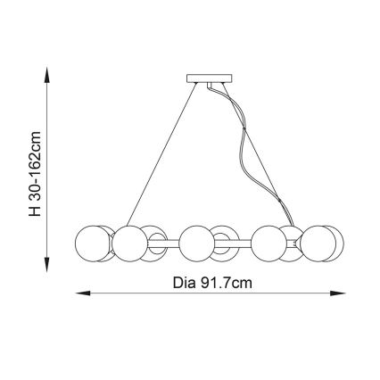 Endon 106008 - Lámpara colgante OTIS con cable 10xG9/3W/230V, acabado dorado