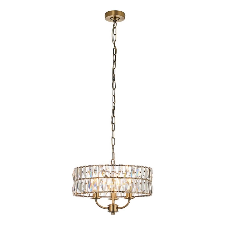 Endon 106243 - Lámpara colgante con cadena CLIFTON 3xE14/6W/230V Ø 38,5 cm latón/transparente