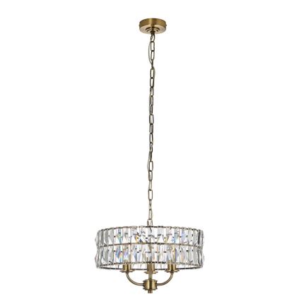 Endon 106243 - Lámpara colgante con cadena CLIFTON 3xE14/6W/230V Ø 38,5 cm latón/transparente
