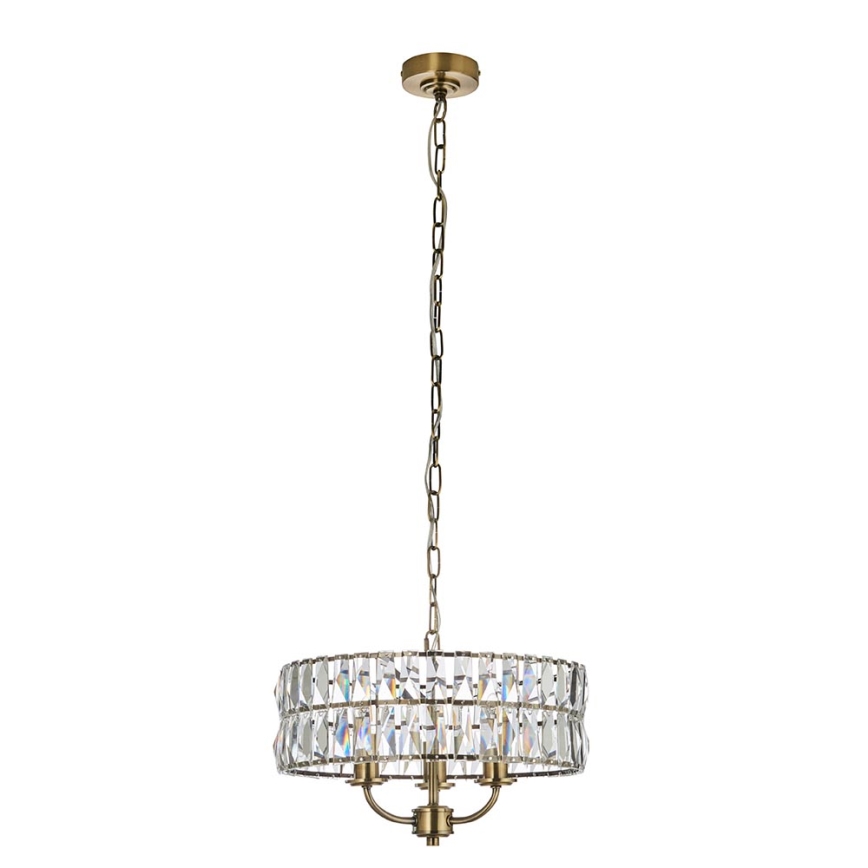 Endon 106243 - Lámpara colgante con cadena CLIFTON 3xE14/6W/230V Ø 38,5 cm latón/transparente