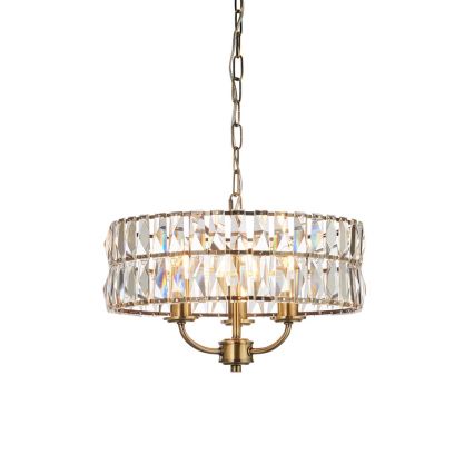 Endon 106243 - Lámpara colgante con cadena CLIFTON 3xE14/6W/230V Ø 38,5 cm latón/transparente