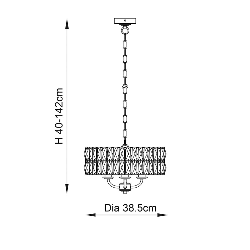 Endon 106243 - Lámpara colgante con cadena CLIFTON 3xE14/6W/230V Ø 38,5 cm latón/transparente