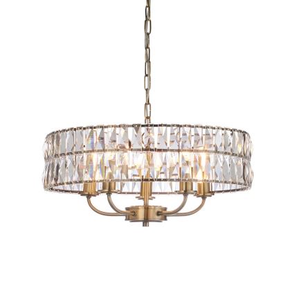 Endon 106244 - Lámpara colgante con cadena CLIFTON 5xE14/6W/230V latón/vidrio transparente