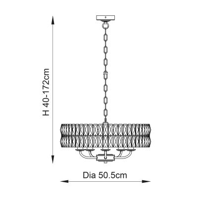 Endon 106244 - Lámpara colgante con cadena CLIFTON 5xE14/6W/230V latón/vidrio transparente