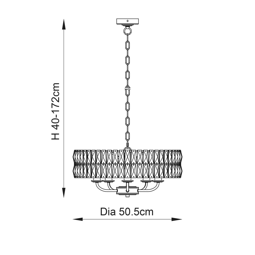 Endon 106244 - Lámpara colgante con cadena CLIFTON 5xE14/6W/230V latón/vidrio transparente