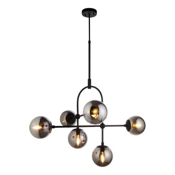 Endon 106661 - Lámpara colgante con varilla ONTARIO 6xE14/7W/230V negro/negro ahumado