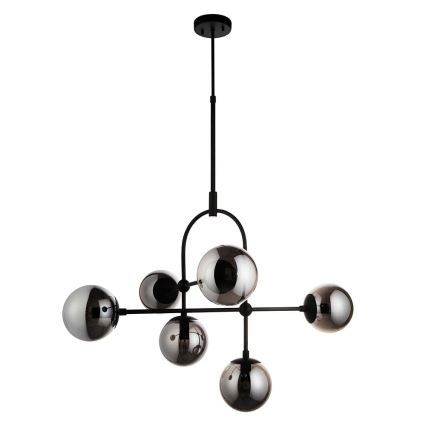 Endon 106661 - Lámpara colgante con varilla ONTARIO 6xE14/7W/230V negro/negro ahumado