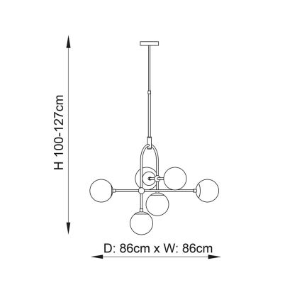 Endon 106661 - Lámpara colgante con varilla ONTARIO 6xE14/7W/230V negro/negro ahumado