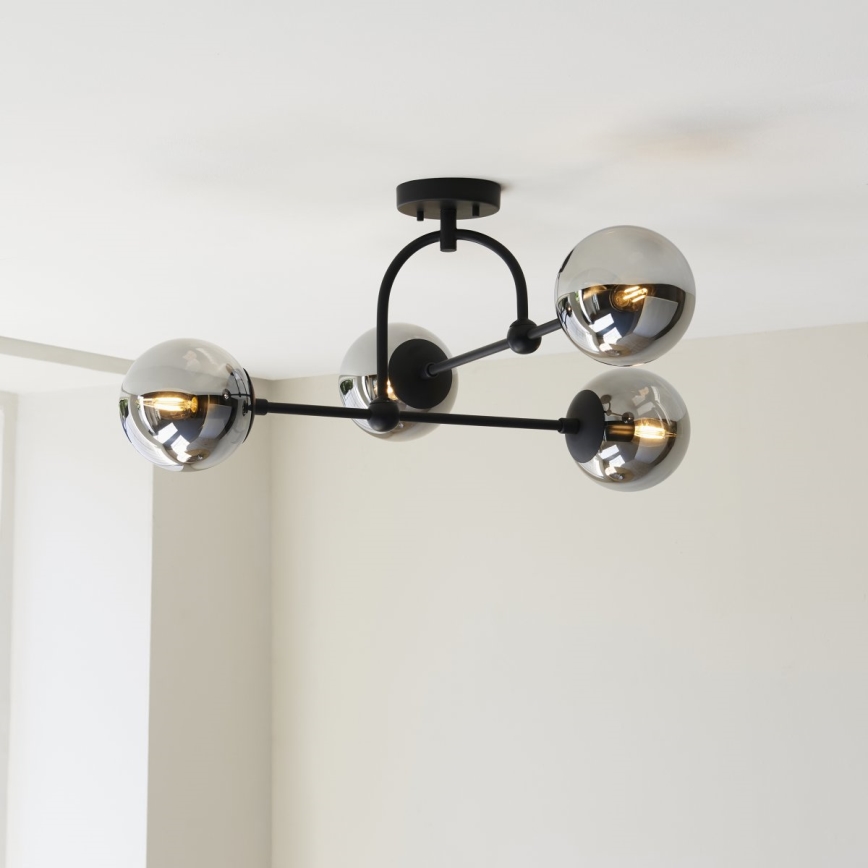 Endon 106662 - Lámpara de techo ONTARIO 4xE14/7W/230V negro/ahumado