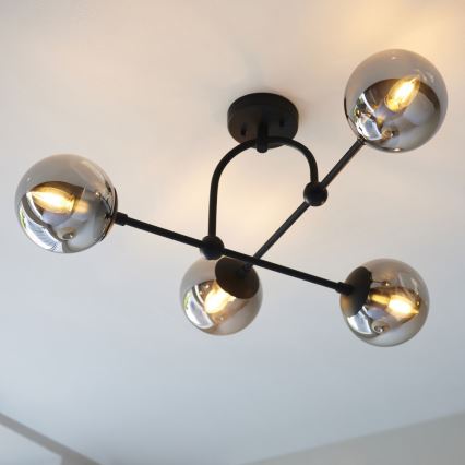 Endon 106662 - Lámpara de techo ONTARIO 4xE14/7W/230V negro/ahumado