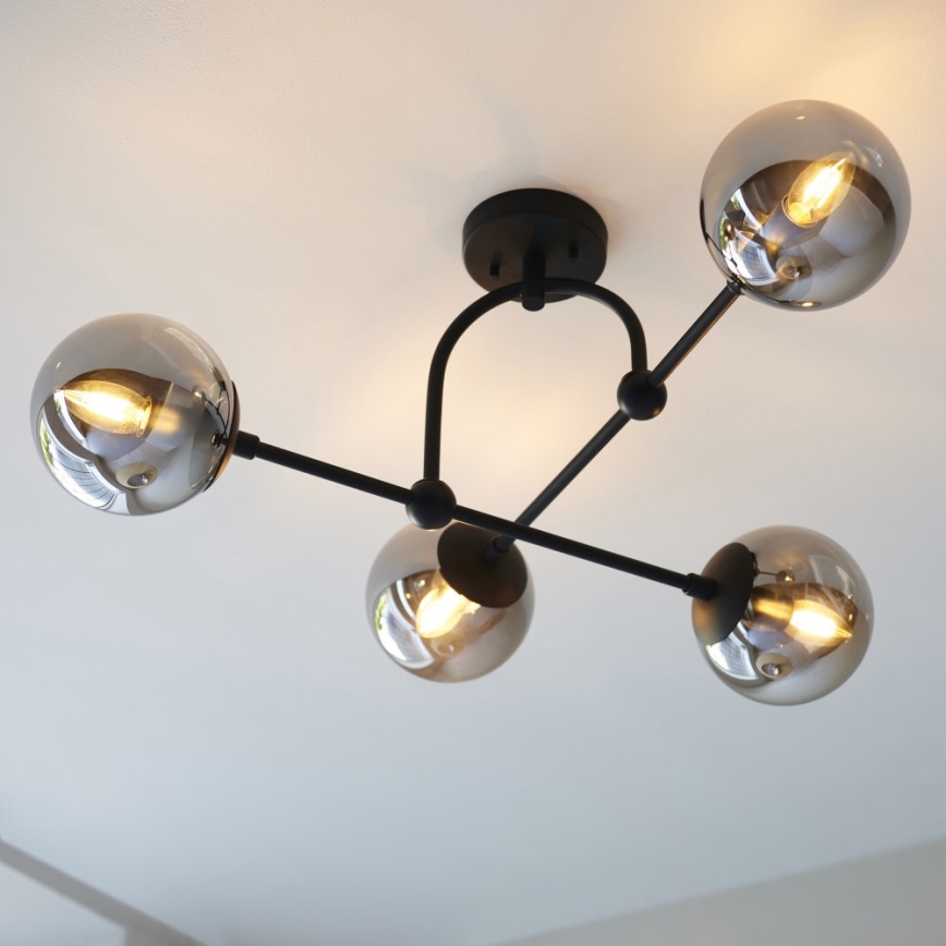 Endon 106662 - Lámpara de techo ONTARIO 4xE14/7W/230V negro/ahumado
