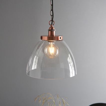 Endon 106895 - Lámpara colgante con cadena HANSEN 1xE27/10W/230V, acabado en cobre