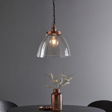 Endon 106895 - Lámpara colgante con cadena HANSEN 1xE27/10W/230V, acabado en cobre