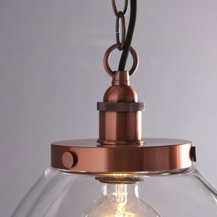Endon 106895 - Lámpara colgante con cadena HANSEN 1xE27/10W/230V, acabado en cobre