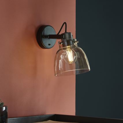 Endon 107011 - Foco de pared URBAN 1xE27/10W/230V negro/ahumado