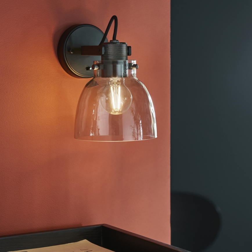 Endon 107011 - Foco de pared URBAN 1xE27/10W/230V negro/ahumado