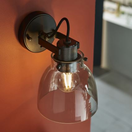 Endon 107011 - Foco de pared URBAN 1xE27/10W/230V negro/ahumado