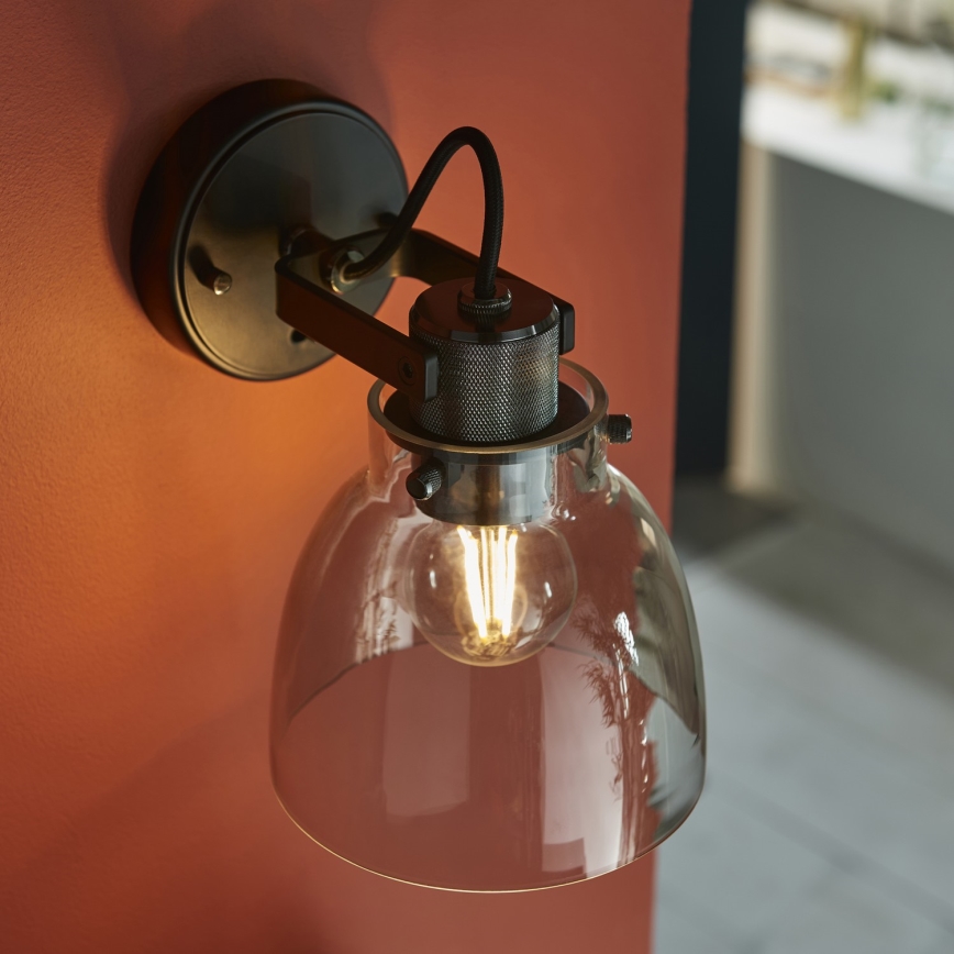 Endon 107011 - Foco de pared URBAN 1xE27/10W/230V negro/ahumado