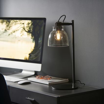 Endon 107012 - Lámpara de mesa URBAN 1xE27/10W/230V negro/ahumado