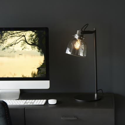 Endon 107012 - Lámpara de mesa URBAN 1xE27/10W/230V negro/ahumado
