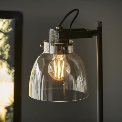 Endon 107012 - Lámpara de mesa URBAN 1xE27/10W/230V negro/ahumado