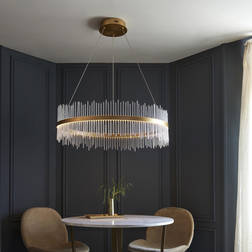 Endon 107672 - Lámpara colgante LED regulable con cable ADRIEL LED/83W/230V 3000K Ø 89 cm oro/transparente