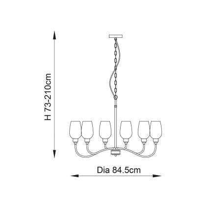 Endon 107791 - Candelabro colgante con cadena 6xE14/6W/230V latón