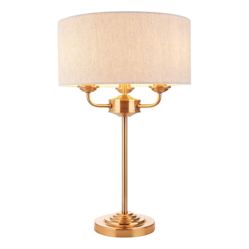 Endon 110721 - Lámpara de mesa HIGHCLERE 3xE14/18W/230V beige/latón
