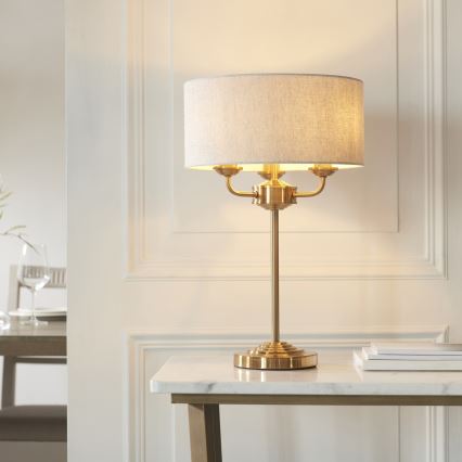 Endon 110721 - Lámpara de mesa HIGHCLERE 3xE14/18W/230V beige/latón