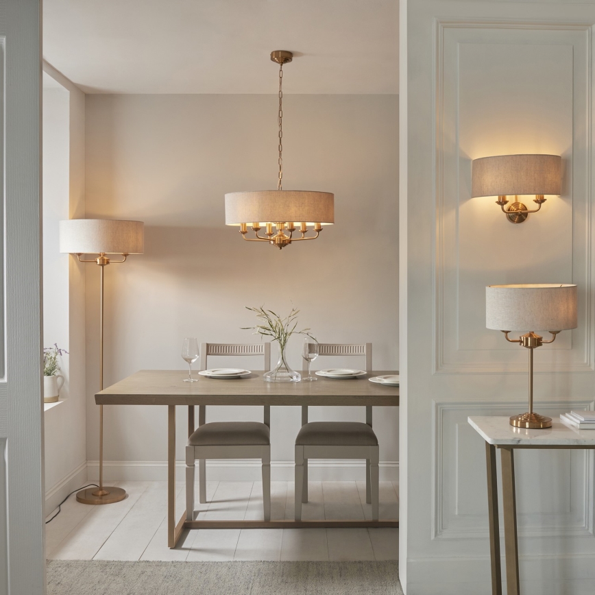 Endon 110721 - Lámpara de mesa HIGHCLERE 3xE14/18W/230V beige/latón