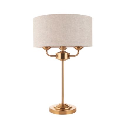 Endon 110721 - Lámpara de mesa HIGHCLERE 3xE14/18W/230V beige/latón