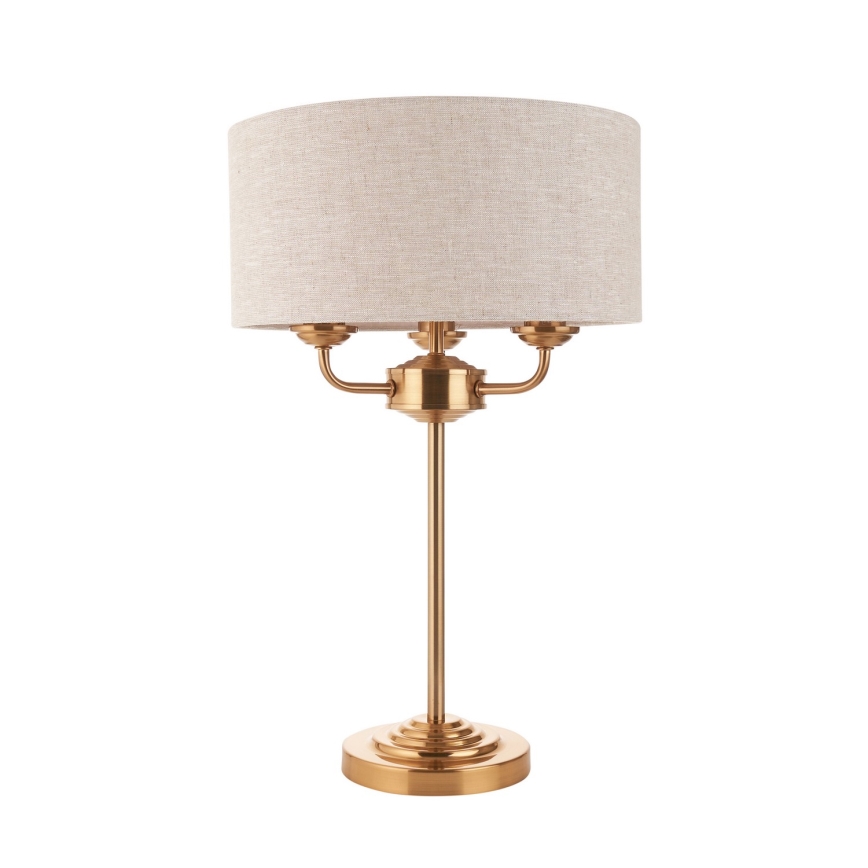 Endon 110721 - Lámpara de mesa HIGHCLERE 3xE14/18W/230V beige/latón