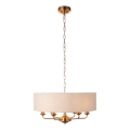 Endon 110722 - Lámpara colgante con cadena HIGHCLERE 6xE14/6W/230V beige/latón diá. 55 cm