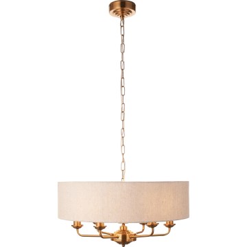 Endon 110722 - Lámpara colgante con cadena HIGHCLERE 6xE14/6W/230V beige/latón diá. 55 cm